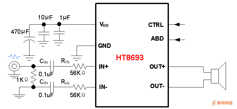 禾润单声道D类音频功放：HT8693(图4)