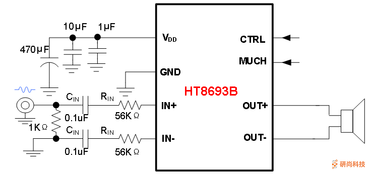 禾润单声道D类音频功放：HT8693(图5)